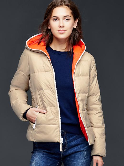 View large product image 1 of 1. Contrast zip puffer jacket