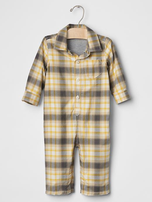 UPC 196361000367 product image for Gap Flannel Plaid One Piece - Golden | upcitemdb.com