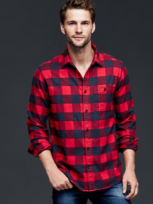 Image number 1 showing, Heathered flannel buffalo plaid shirt