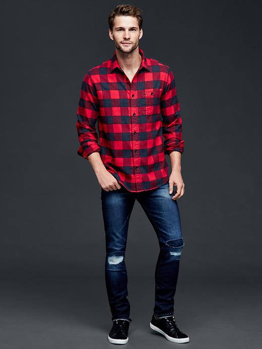 Image number 3 showing, Heathered flannel buffalo plaid shirt