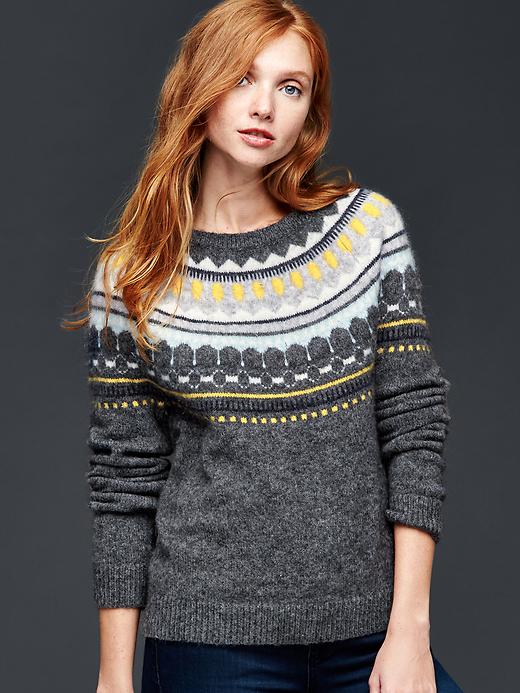 View large product image 1 of 1. Circular fair isle sweater