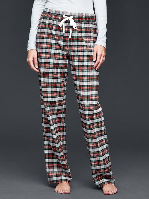View large product image 1 of 1. Flannel plaid roll-up pants