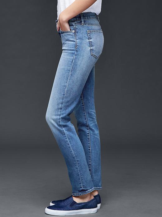 Image number 3 showing, Mid Rise Real Straight Jeans in Medium Vintage Wash