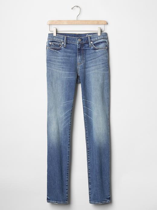 Image number 7 showing, Mid Rise Real Straight Jeans in Medium Vintage Wash
