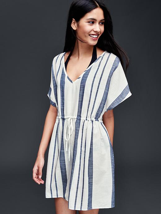 Image number 1 showing, Cotton navy stripe cover up