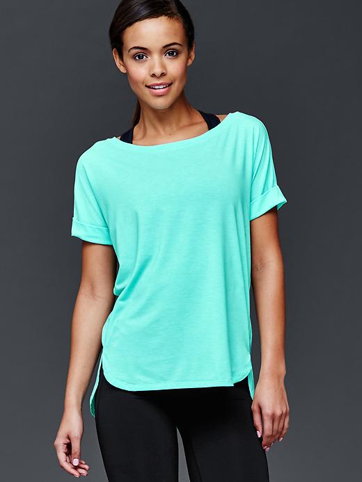 View large product image 1 of 6. GapFit Breathe roll sleeve tee