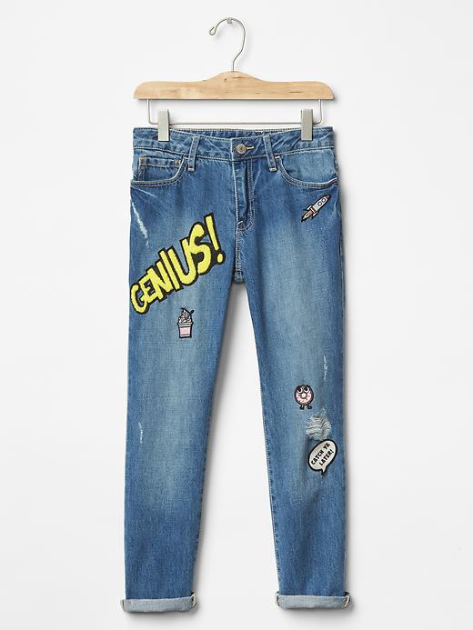 Image number 1 showing, Kids Graphic Patch Girlfriend Jeans