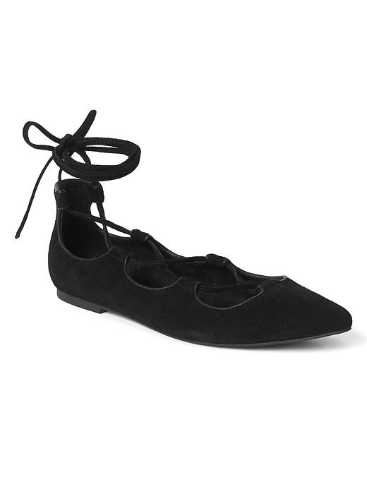 View large product image 1 of 1. Lace up ballet flats