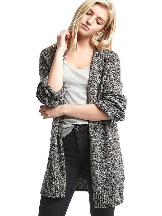 Image number 1 showing, Pointelle open-front cardigan