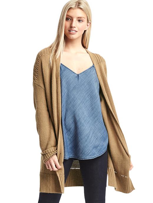 Image number 3 showing, Pointelle open-front cardigan