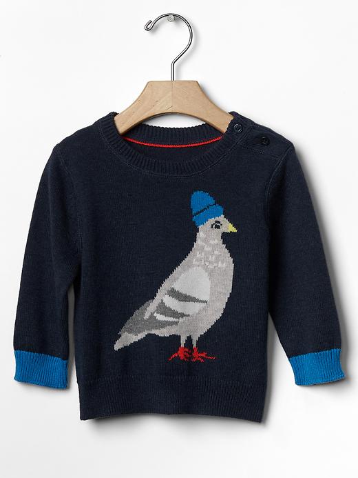 Image number 1 showing, Intarsia pigeon sweater