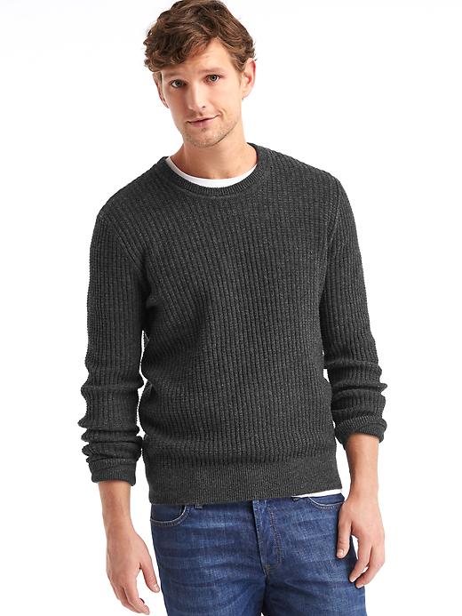 Image number 8 showing, Merino wool blend ribbed crew sweater