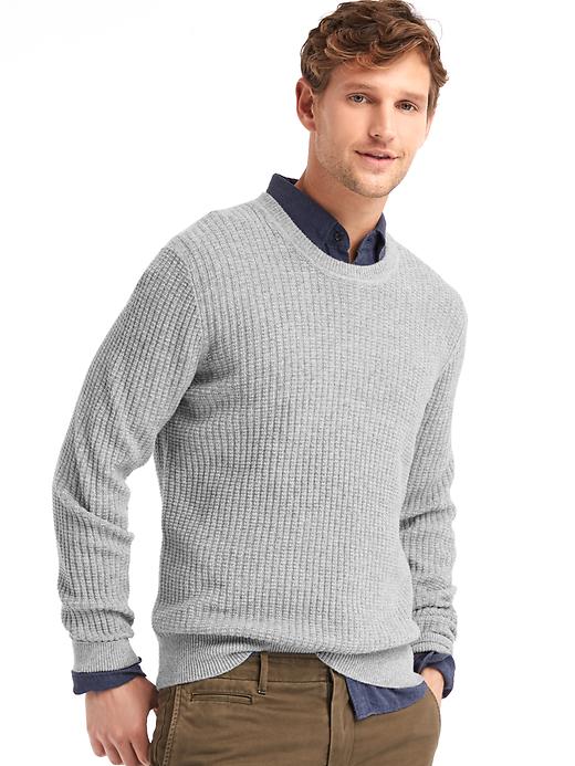 Image number 7 showing, Merino wool blend ribbed crew sweater