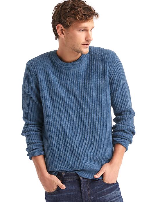 Image number 9 showing, Merino wool blend ribbed crew sweater