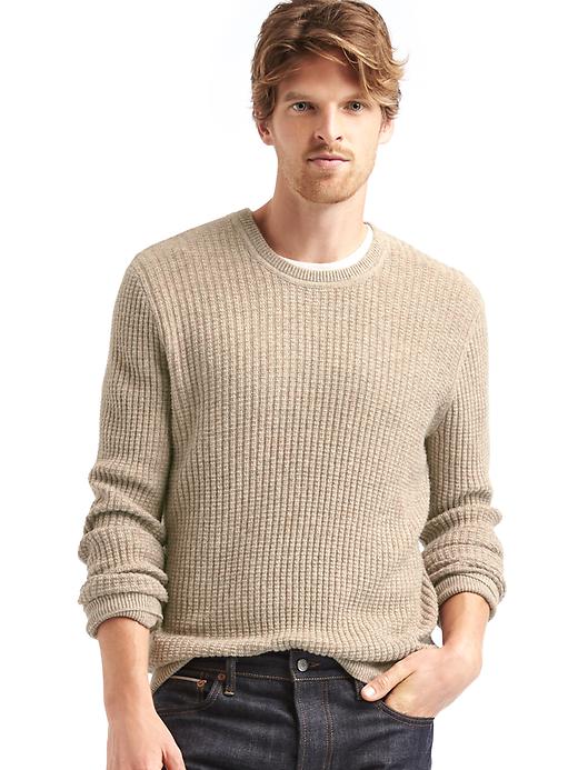 Image number 1 showing, Merino wool blend ribbed crew sweater