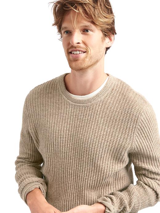 Image number 5 showing, Merino wool blend ribbed crew sweater