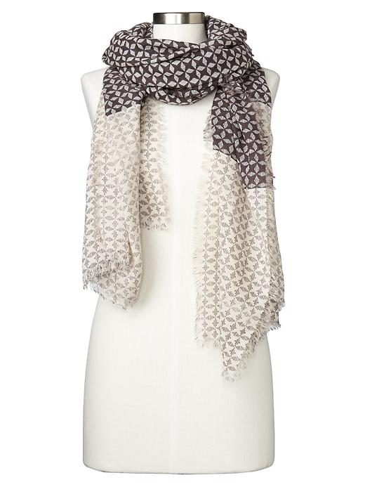 View large product image 1 of 1. Merino wool blend print scarf