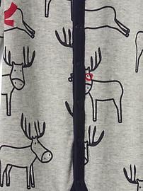 View large product image 3 of 3. Reindeer double-knit footed one-piece