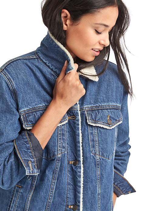Image number 5 showing, 1969 icon long sherpa-lined denim jacket