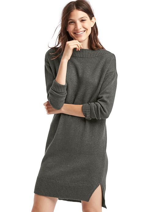View large product image 1 of 1. Cozy rib-trim sweater dress