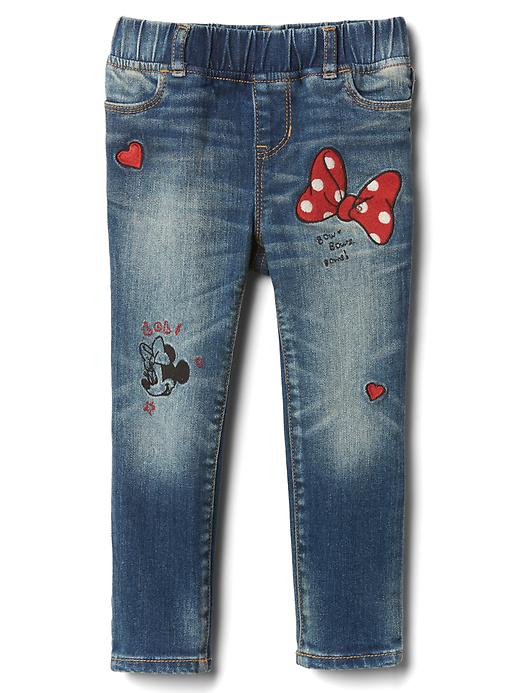 Image number 1 showing, babyGap &#124 Disney Baby Minnie Mouse embroidered high stretch jeggings