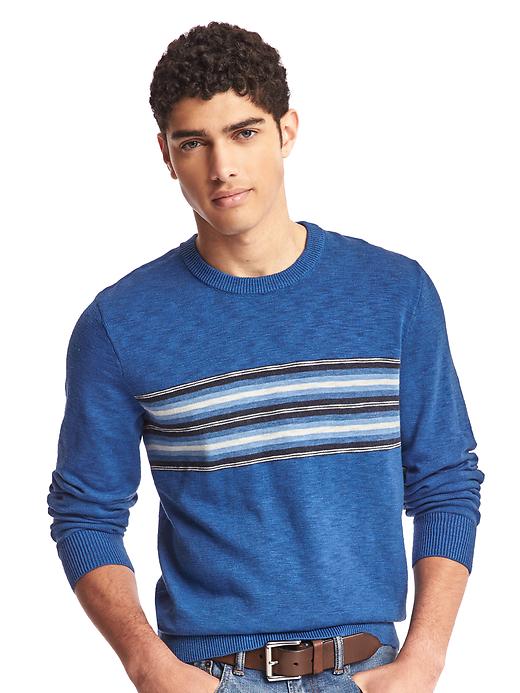 Image number 8 showing, Southwestern chest-stripe crew sweater
