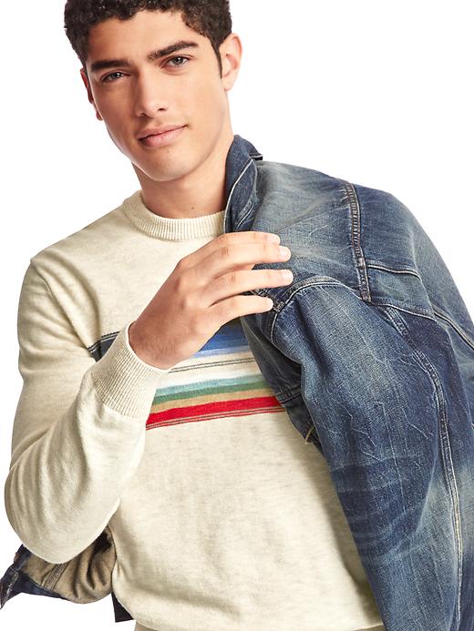 Image number 5 showing, Southwestern chest-stripe crew sweater