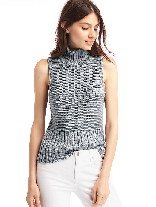 View large product image 1 of 1. Ribbed turtleneck tank