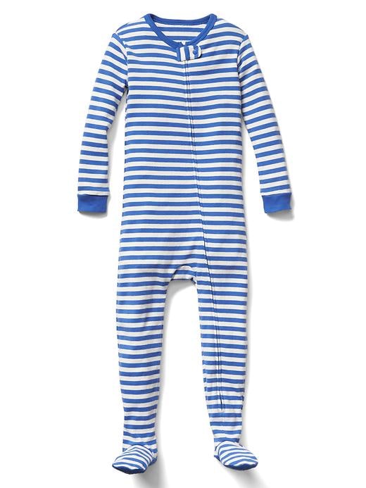 Image number 1 showing, Organic stripe footed sleep one-piece