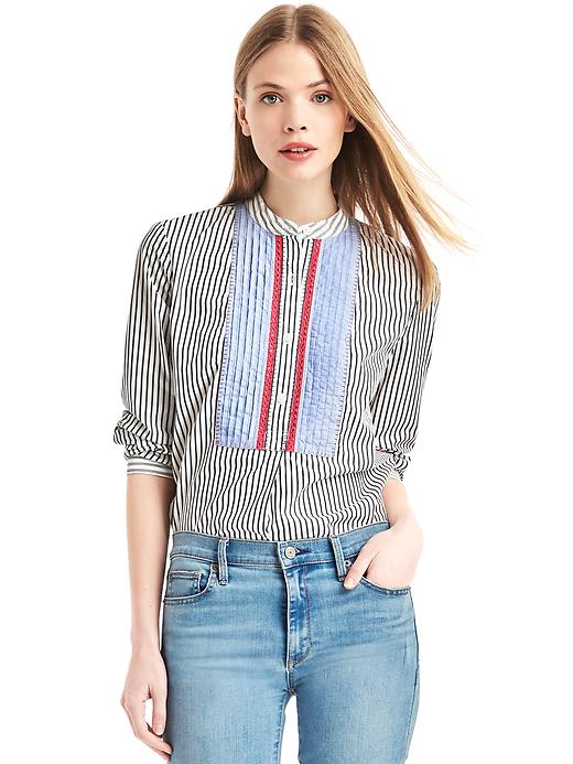 Image number 1 showing, Stripe band collar tunic