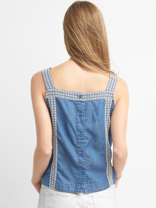 Image number 2 showing, TENCEL&#153 denim embroidery tank