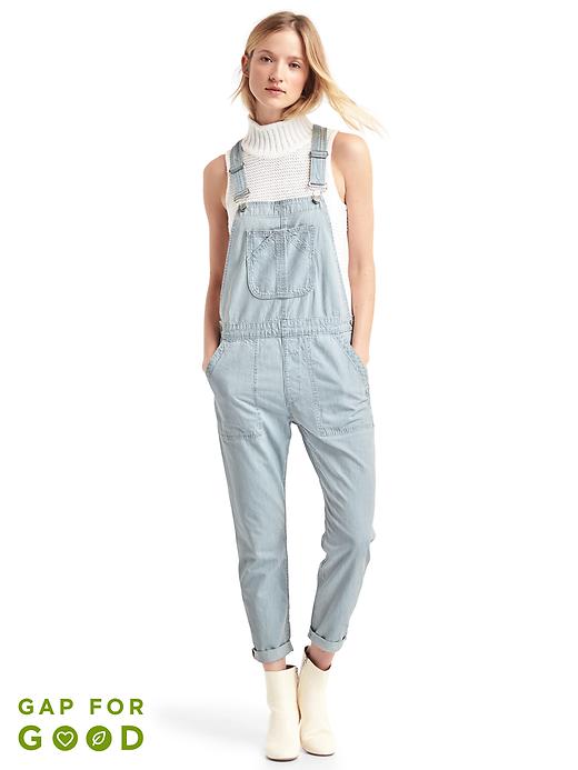 UPC 199141000038 product image for Gap 1969 Slouchy Railroad Stripe Crop Overalls - Railroad stripe | upcitemdb.com