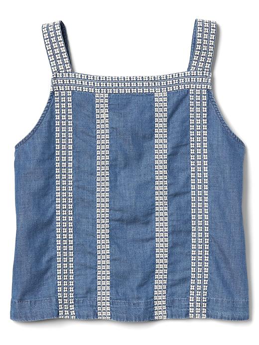 Image number 6 showing, TENCEL&#153 denim embroidery tank