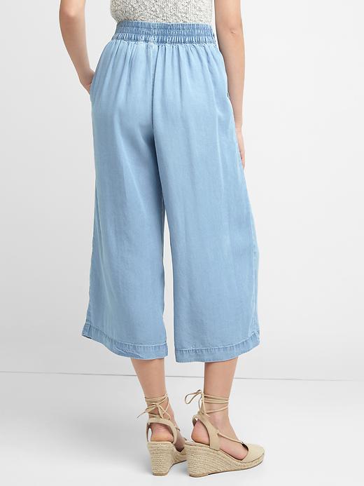 Image number 2 showing, TENCEL&#153 pleated wide-leg crop trousers