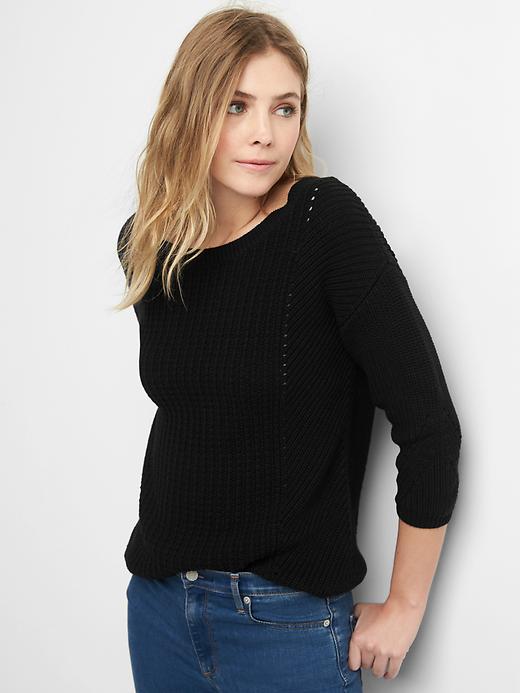 Image number 7 showing, Pointelle boatneck sweater
