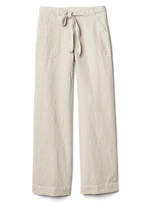 Image number 6 showing, Cotton-linen stripe wide-leg pants