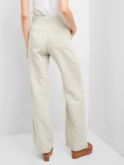 Image number 2 showing, Cotton-linen stripe wide-leg pants