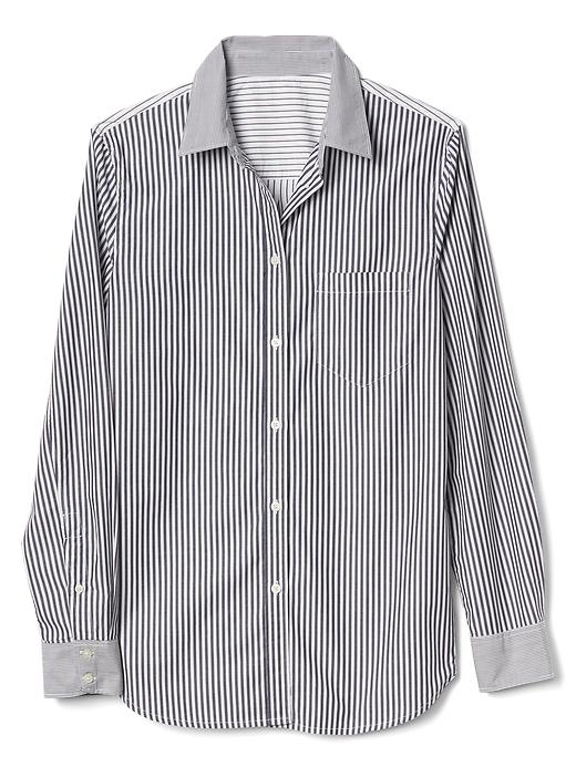 Image number 6 showing, Stripe poplin fitted boyfriend shirt