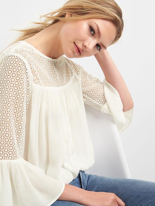 Image number 5 showing, Lace bell sleeve top