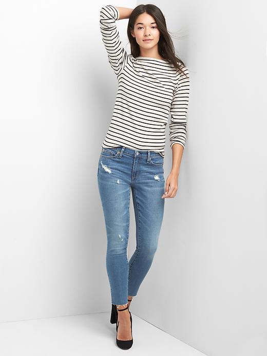 Image number 3 showing, Mid rise distressed true skinny ankle jeans