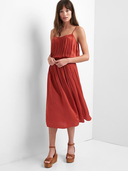 View large product image 1 of 1. Drapey pleated midi dress