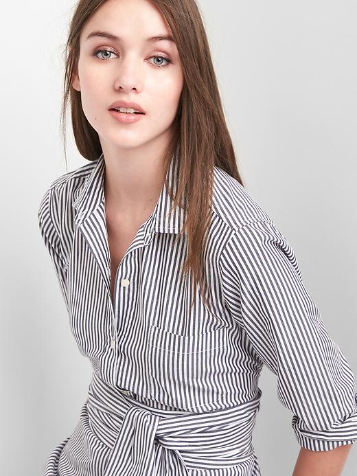 Image number 5 showing, Stripe wrap-belt shirtdress