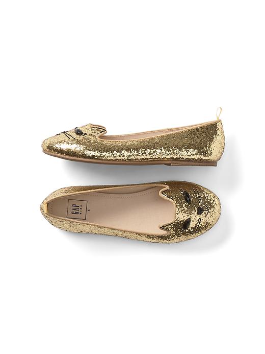 View large product image 1 of 1. Glitter Cat Ballet Flats