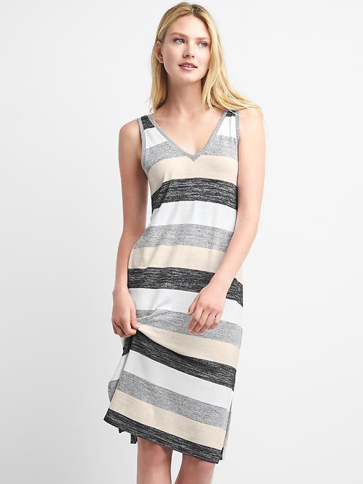 Image number 1 showing, Stripe softspun V-neck midi dress