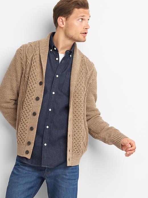 Image number 1 showing, Cable-knit cardigan