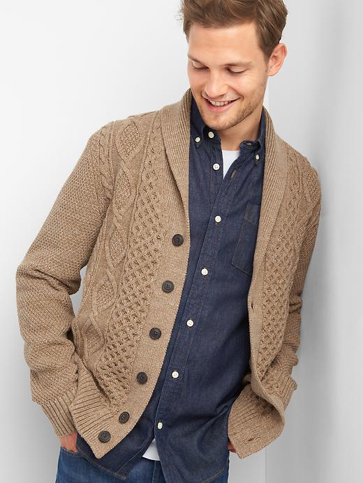 Image number 5 showing, Cable-knit cardigan