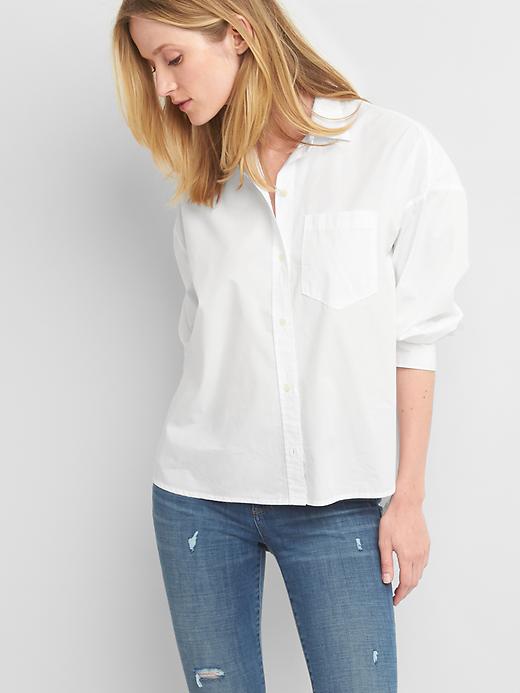 Image number 1 showing, Poplin oversize cocoon shirt