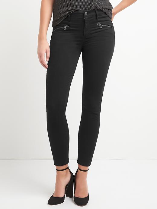View large product image 1 of 1. Mid Rise True Skinny Jeans with Zip Detail