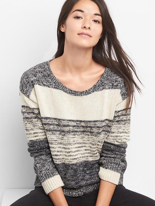 View large product image 1 of 1. Marled stripe boatneck pullover