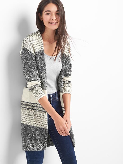 Image number 7 showing, Marled stripe open-front cardigan